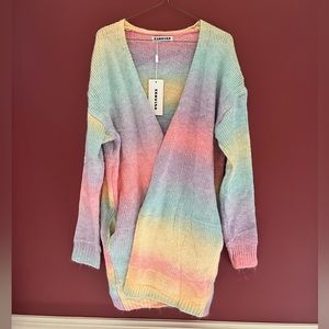 Rainbow knit cardigan sweater NWT